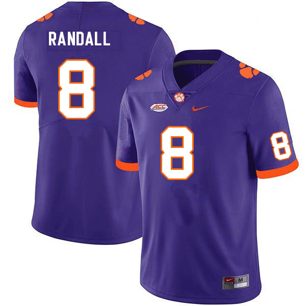 Men #8 Adam Randall Clemson Tigers College Football Jerseys Sale-Purple